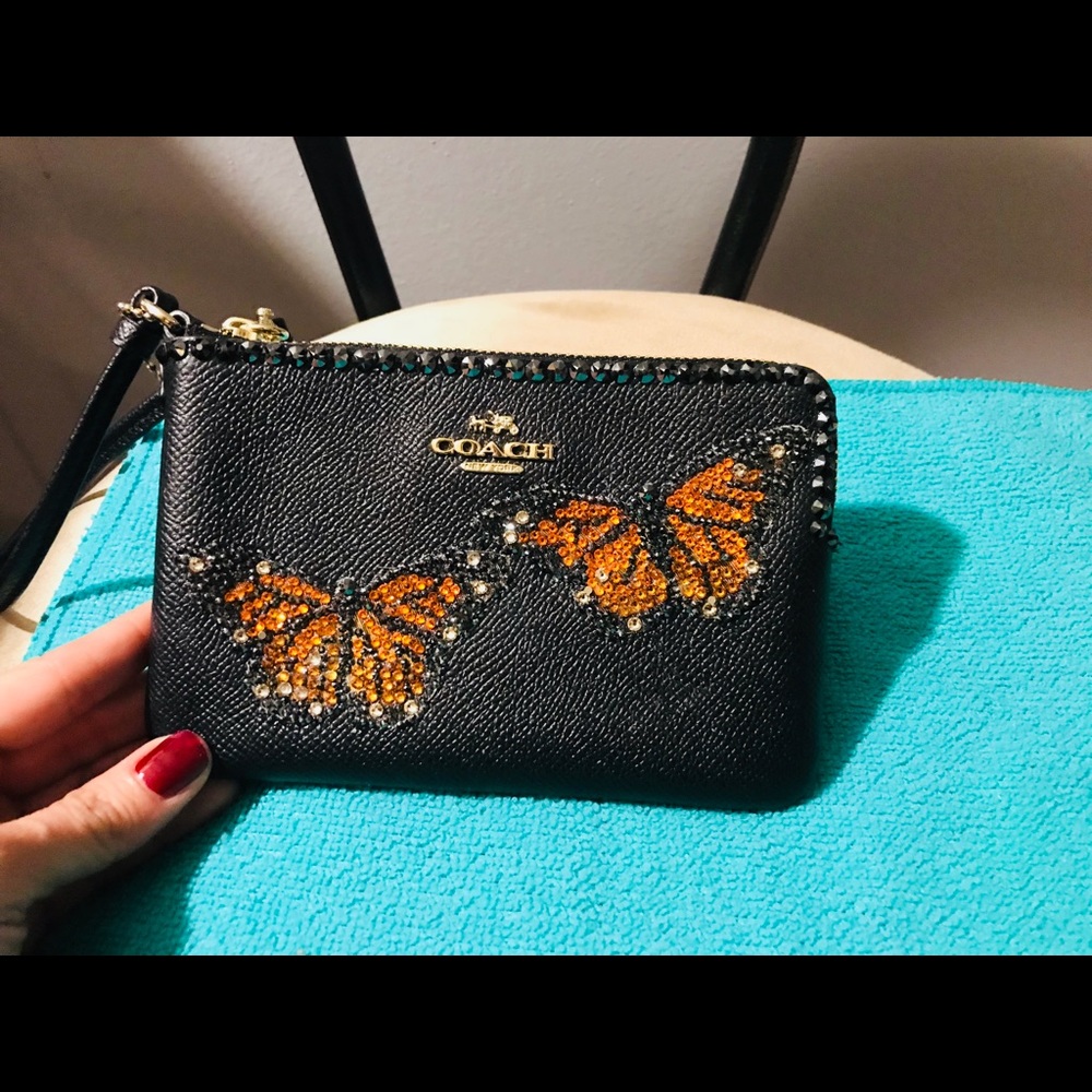 Stunning coach Swarovski crystallized wristlet